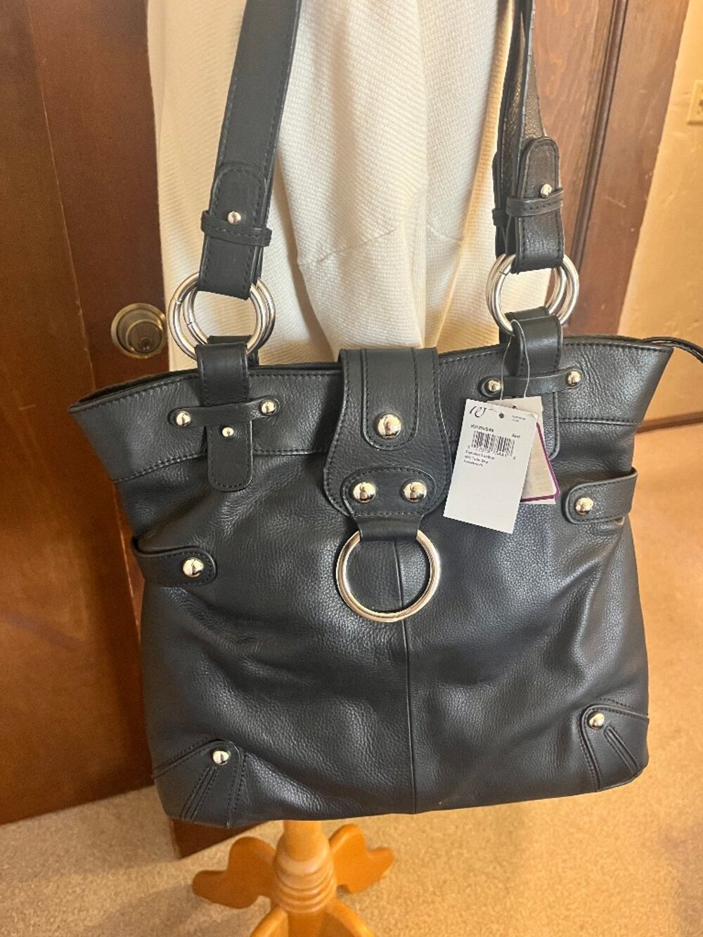 Westport Collection Genuine Leather Greenwich Tote Bag in Black NWT